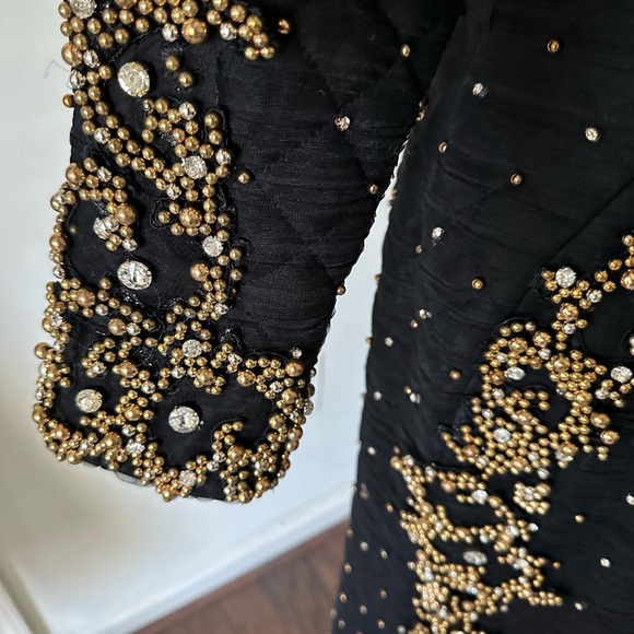 Formal dress with stones, black very heavy material - Picture 1 of 5